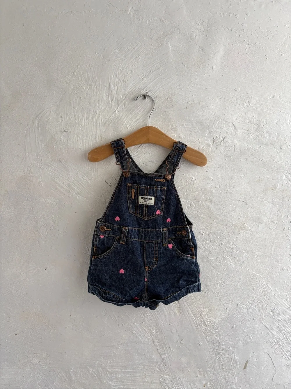12 month OshKosh B'Gosh baby girl denim short overalls